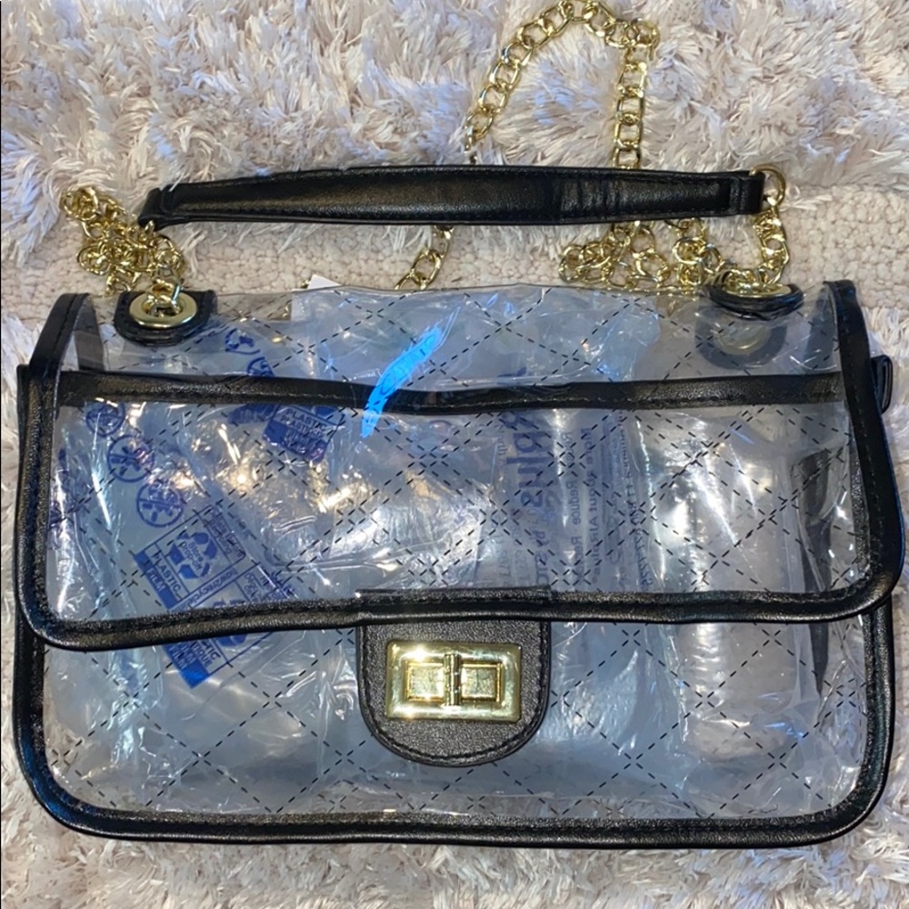 NWT Clear crossbody shoulder bag with black trim